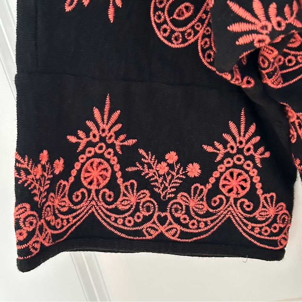 NWT Johnny Was "Julianna" Open Front Embroidered Sweater Size XS 100% Cotton - Picture 7 of 9